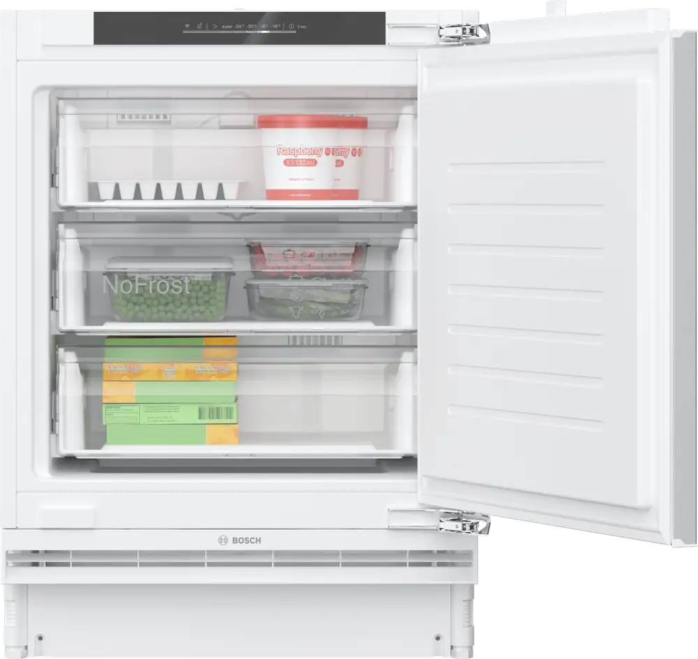 Bosch Series 4 GUN21VFE0G Integrated Frost Free Under Counter Freezer with Fixed Door Hinge Kit